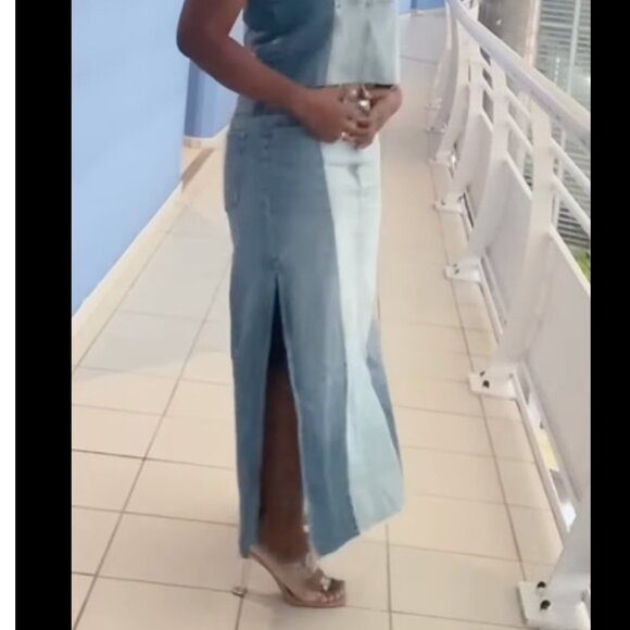 ZARA NEW PATCHWORK DENIM MIDI SKIRT M - Picture 4 of 13